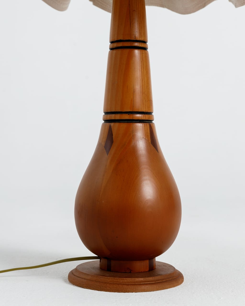 Turned wood table lamp large
