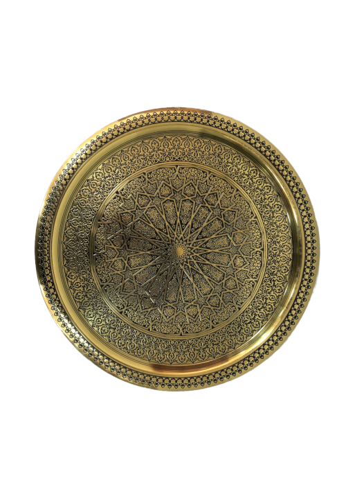 Round Engraved Arabic Brass Tray 40 CM