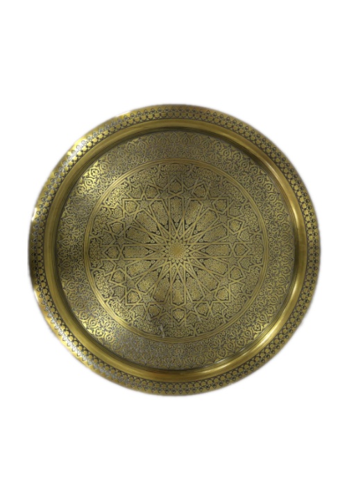 Round Engraved Arabic Brass Tray 80 CM