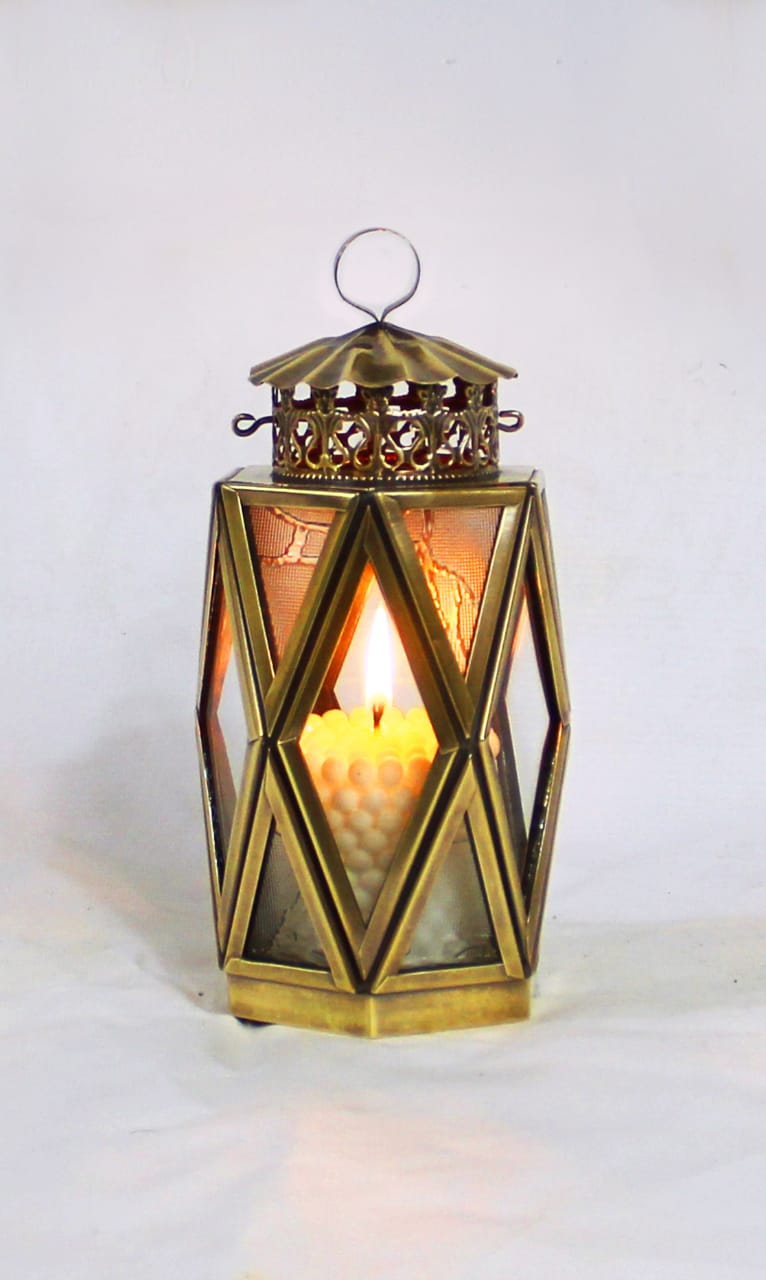 Small Amorphous Glass Lantern OCTOGONAL